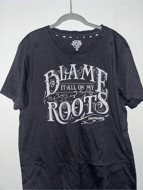 Country Deep Black Graphic Tee with White Print